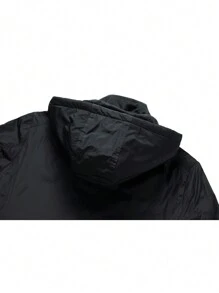 Men Zip Up Hooded Jacket - Black - View 4