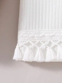 SHEIN Młoda dziewczyna Obszycie z frędzlami Trykotowa sukienka