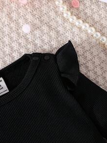 女嬰3入組荷葉邊條紋針織T恤 - 彩色 - 查看 4