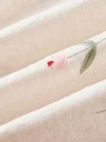 Floral Print Lace Trim PJ Set / Pajama Set White Set - White - View 7