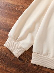 SHEIN 女大童卡通圖案連帽衛衣 - 杏色 - 查看 5