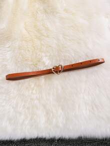 SHEIN Cô gái Tween Chất rắn chất liệu da PU Váy kèn đồng - Cà phê nâu - Xem 3