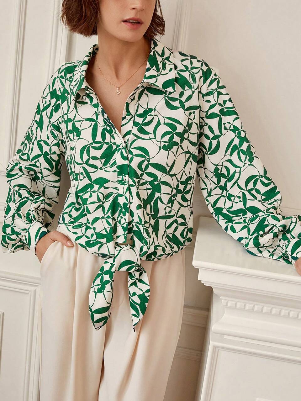Allover Print Button Front Shirt Winter Casual