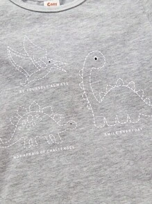 Cozy Pixies Baby Boy 3pcs Cartoon Dinosaur Pattern Round Neck Long Sleeve Top For Kids - Multicolor - View 4