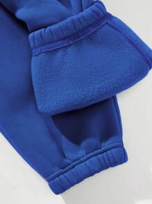 SHEIN LUNE Solid Drawstring Thermal Lined Hoodie & Sweatpants - Royal Blue - View 6