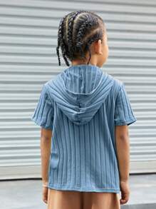 SHEIN 男小童貼布細節連帽T恤 - 霧霾藍 - 查看 2