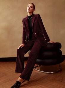 MOTF PREMIUM 灯芯绒西服 - 酒紅色 - 查看 8