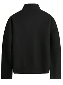 Manfinity Homme Men's Ultra-Large Drop Shoulder Zipper Jacket - Black - View 2