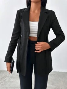 EURMUSE Abrigo de cuello con solapa con botón