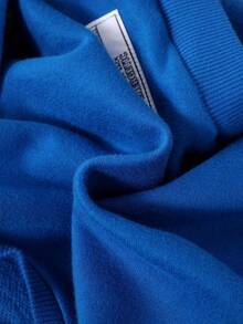 SHEIN 男嬰標語圖案落肩袖衛衣和衛褲 - 寶藍色 - 查看 8