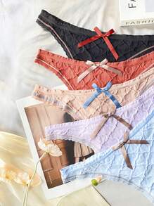 5pack Bow Decor Thong - Multicolor - View 6