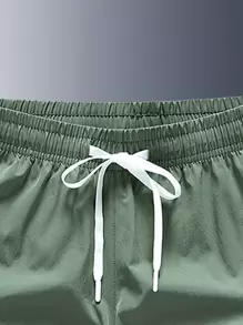 Nam Đồ họa Chữ cái Eo dây rút Quần short - xanh quân đội - Xem 4