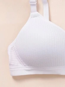 Tween Girl 3pcs Letter Patched Detail Ribbed Knit Underwear