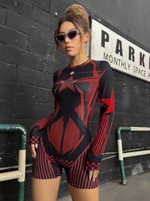 Coolane Striped & Geo Print Unitard Romper - Multicolor - View 1