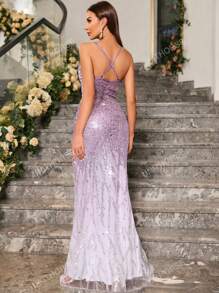 Robe Habillée Col trou de serrure Fendu À Paillettes