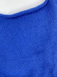 SHEIN Unity Tie Front Crop Cardigan - Blue - View 3