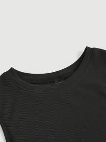 SHEIN MOD Top tank unicolor fruncido - Negro - Ver 4