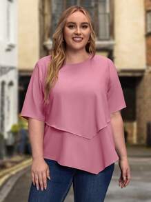 EMERY ROSE Blusa unicolor bajo asimétrico - Rosa - Ver 3