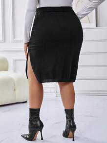 SHEIN LUNE Plus Solid Knit Skirt