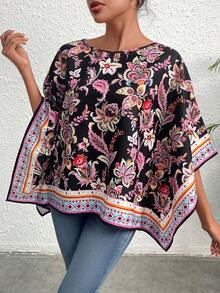 SHEIN VCAY 印花蝙蝠袖襯衫 - 彩色 - 查看 4