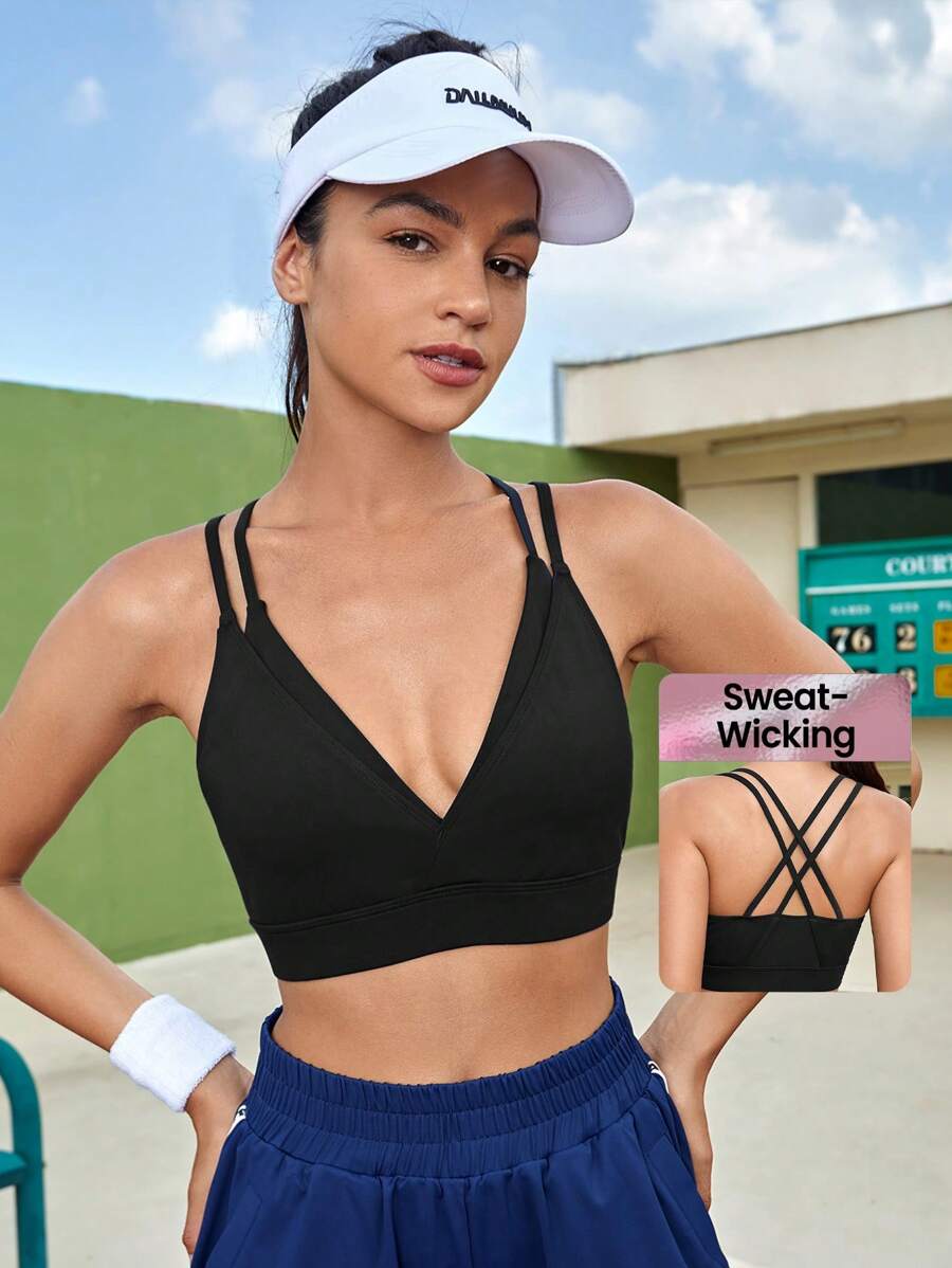 CourtClass 緊身交叉背運動內衣，女士網球服裝