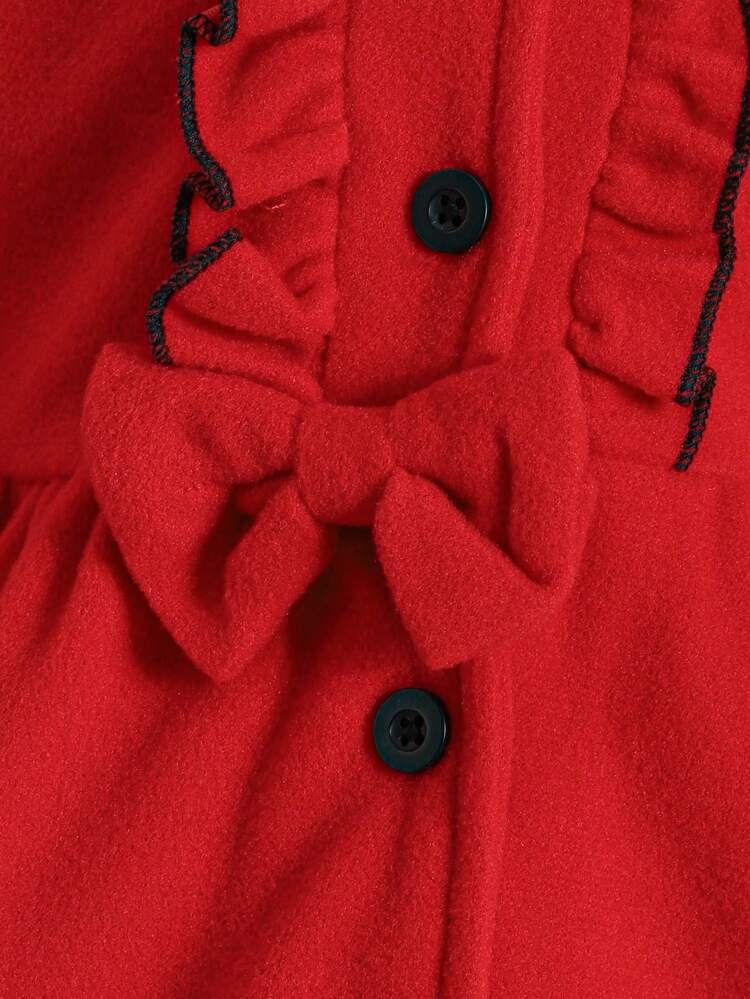 Baby Girl Ruffle Trim Bow Front Coat