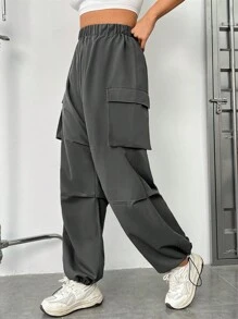 SHEIN EZwear 加大褲子 - 深灰色 - 查看 4