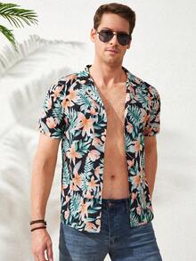RueChic Men Tropical Print Shirt - Multicolor - View 5