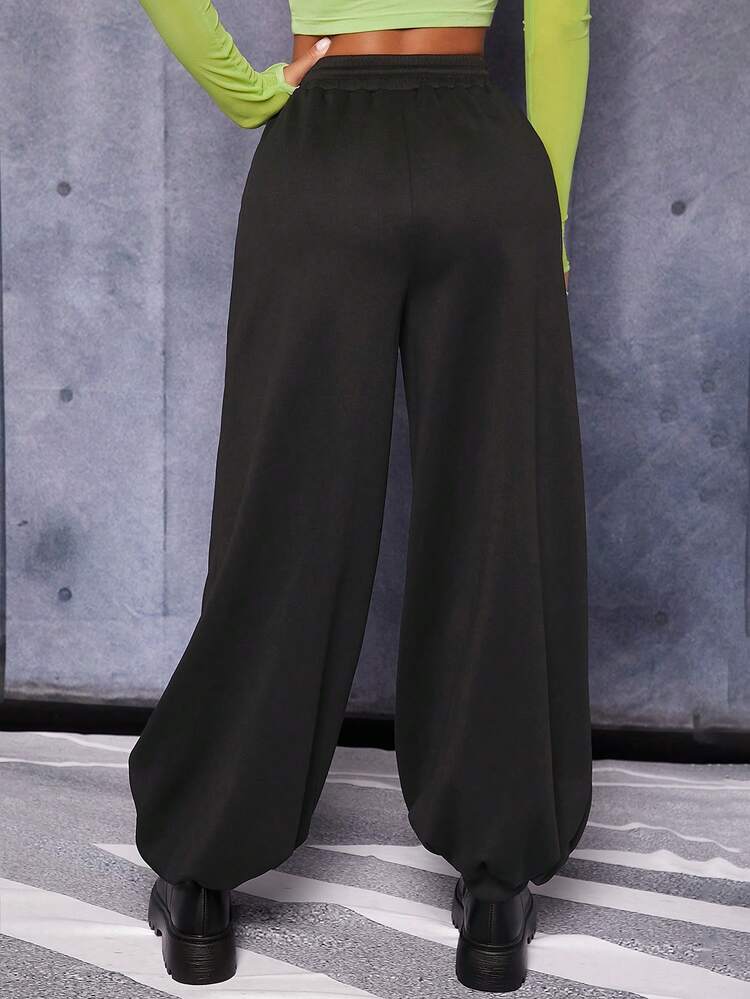 Drawstring Waist Solid Sweatpants