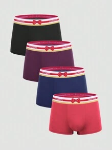 Men 4pcs Striped & Bow Print Boxer Brief - Multicolor - View 1