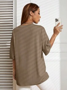 INAWLY 花卉印花落肩 T 恤 图案 T 恤 女式上衣