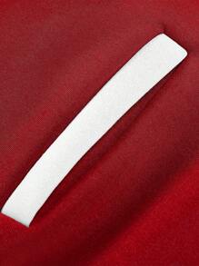 Manfinity Roghcode 超大号男士落肩运动夹克，带字母图案、条纹饰边和拼色设计，外出街头穿着棒球长袖夹克，送给朋友、丈夫、男朋友的礼物，运动夹克，运动员夹克，棒球夹克，男士运动夹克，篮球夹克 - 紅白色 - 查看 5