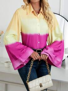 Aveloria 漸層荷葉袖襯衫 - 紫色 - 查看 6