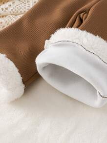 Baby Girl Contrast Fuzzy Trim Flare Leg Pants - Multicolor - View 4