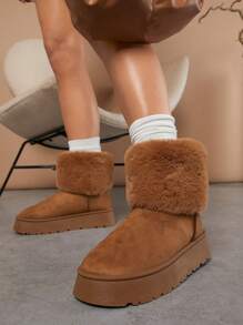 SHUZIA Botines de mujer con diseño abultado, esponjoso y de punta redonda para el Año Nuevo, el Día de San Valentín y el verano - Marrón - Ver 6