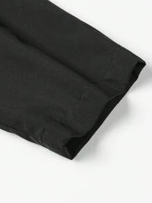 Manfinity Homme 寬鬆合身男士對比領子鈕扣外套,不含t-shirt - 黑色 - 查看 4