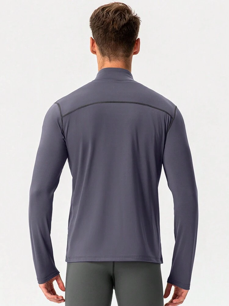 Men Zip Up Slant Pocket Sports Jacket Workout Tops Grey Jacket Hiking Outfit Hiking Clothes Men Active Wear Sports Wear For Men Jogging Suits For Men Sports Jacket