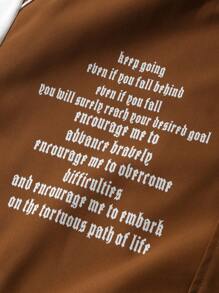 Manfinity LEGND Chaqueta Bomber De Ajuste Holgado Para Hombres Con Lema Gráfico Estampado, Rayas Y Bloques De Color (sin Camiseta) - Marrón - Ver 7