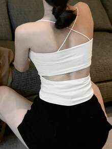 女士性感露背镂空设计自带细肩带吊带背心