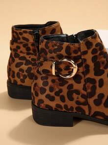 女式時尚豹紋印花靴 - 駝色 - 查看 7