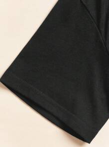 Cô gái Tween Đồ họa Trái tim & Chữ cái Áo thun - màu đen - Xem 3