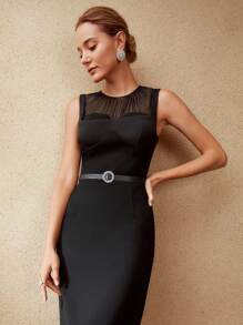 MOTF PREMIUM Vestido ajustado de malla sin cinturón - Negro - Ver 3