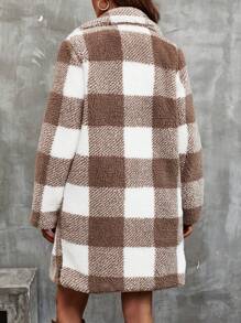 Chiquease 大方格圖案西裝領絨毛外套 - 彩色 - 查看 2