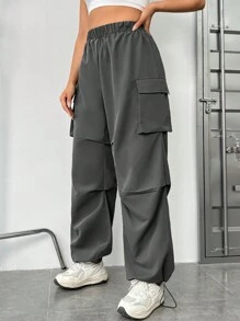 SHEIN EZwear 加大褲子 - 深灰色 - 查看 1