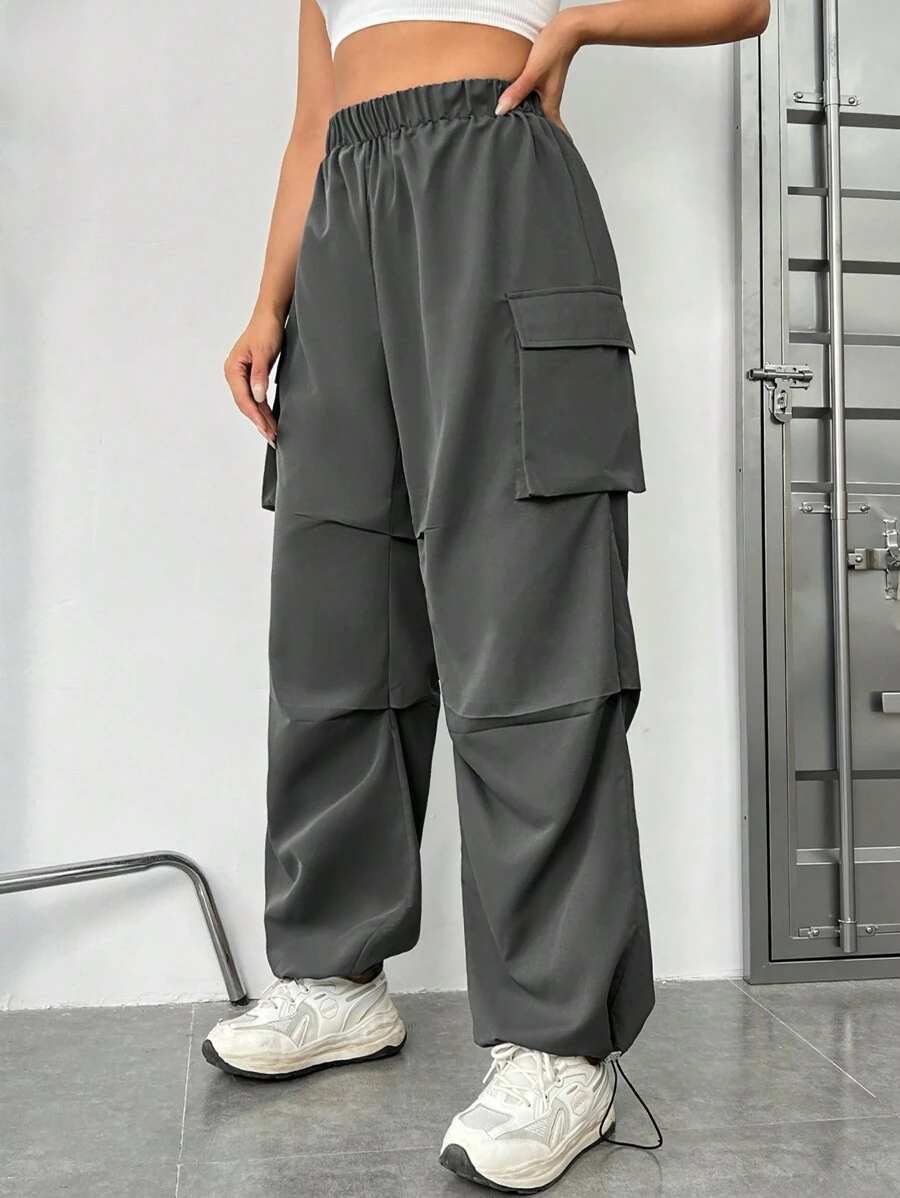 SHEIN EZwear 加大褲子 - 深灰色 - 查看 1