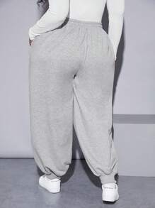 SHEIN CURVE+ Plus Drawstring Waist Slant Pocket Sweatpants