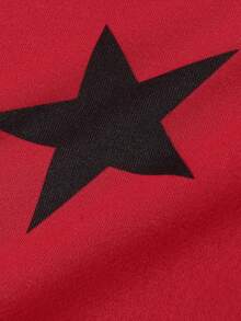 ROMWE MEN Prep Các bạn In Sao Dây kéo Dây rút Hoodie - Đỏ - Xem 7