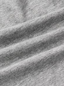 SHEIN EZwear Motorcycle And Monogram Notched Neckline Cropped Tank Top - Light Grey - View 4