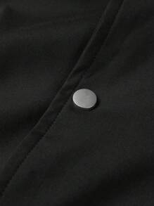 Manfinity Homme 寬鬆合身男士對比領子鈕扣外套,不含t-shirt - 黑色 - 查看 6