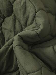 SHEIN 男嬰前紐扣絎縫外套&圍巾 - 軍綠色 - 查看 5